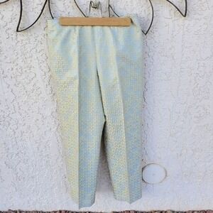 Sigrid Olsen Collection Silk Blend Blue Gold Jacquard Ankle Pants 6 CIMU2403